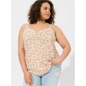 Torrid Womens Plus Size 6X/30 Ava Rayon Ruched V-Neck Cami in Ditsy Floral 2486